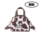 Von Dutch Mini Cow Print Bowling Bag - Brown & White