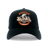 Von Dutch Black & Orange Kustom Classics Logo Trucker Hat