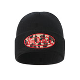 Von Dutch Red Leopard Patch Beanie