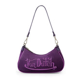 Von Dutch Purple Rhinestone Velvet Shoulder Bag