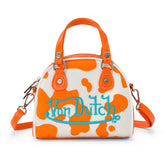 Von Dutch Orange Cow Print Vegan Pony Hair Bowling Bag