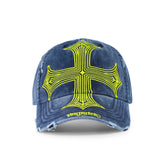 Von Dutch Denim Lowrider Strapback Hat- Blue & Yellow