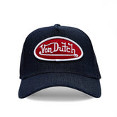 Von Dutch Dark Denim with Red & White Logo Trucker Hat