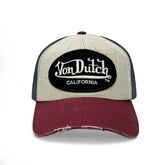 Von Dutch JACKBWR Navy & Red Distressed Strapback Hat
