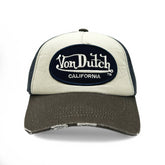 Von Dutch JACKMWB Grey & Navy Distressed Strapback Hat