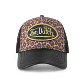 Von Dutch Vegan Leather Trucker Hat - Black Leopard