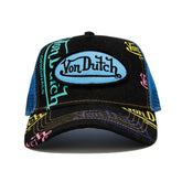 Von Dutch Navy Denim Blue Logo Trucker Hat