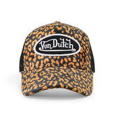 Von Dutch Orange Cheetah Velvet Trucker Hat