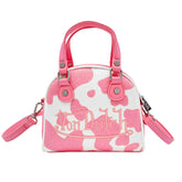 Von Dutch Pink & White Cow Print Vegan Pony Hair Bowling Bag