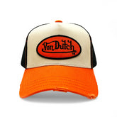 Von Dutch Tan & Orange Classic Distressed Trucker Hat