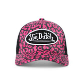 Von Dutch Kids Velvet Trucker Hat - Hot Pink Cheetah