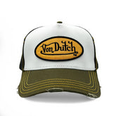 Von Dutch Olive & Yellow Classic Distressed Trucker Hat