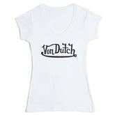 Von Dutch Originals Black on White V Neck