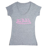 Von Dutch Originals Pink on Grey V Neck