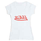 Von Dutch Originals Red on White V Neck