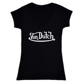 Von Dutch Originals White on Black V Neck