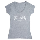 Von Dutch Originals White on Grey V Neck