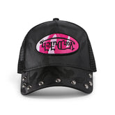 Von Dutch 415 Black & Pink Studded Trucker Hat