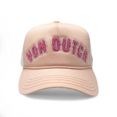 Von Dutch White & Pink Curved Terry Logo Trucker Hat