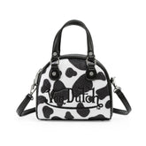 Von Dutch Black & White Cow Print Vegan Pony Hair Bowling Bag