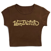 Von Dutch Brown Retro Baby Tee