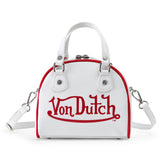 Von Dutch White & Red Two-Tone Bowling Bag