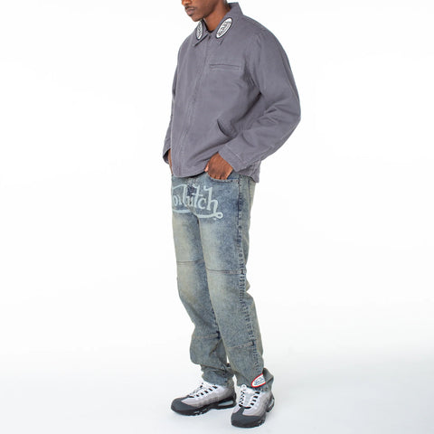 Von Dutch Men's East Patch Collar Quilted Worker Jacket