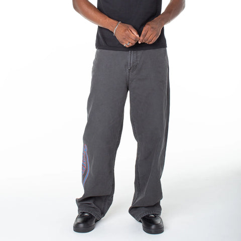 Von Dutch Men's Baggy Contrast Graphic Patch Straight Reaper Pant