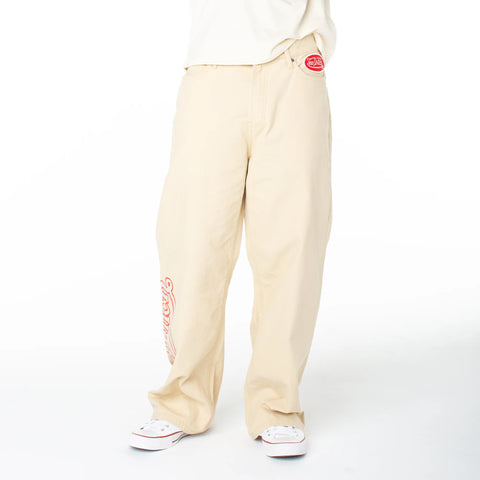 Von Dutch Men's Baggy Contrast Graphic Patch Straight Reaper Pant