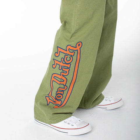 Von Dutch Men's Baggy Contrast Graphic Patch Straight Reaper Pant