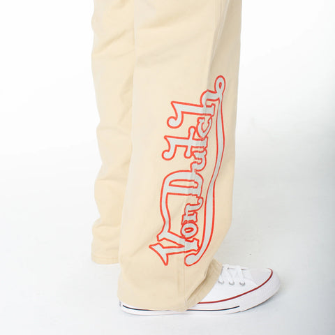 Von Dutch Men's Baggy Contrast Graphic Patch Straight Reaper Pant