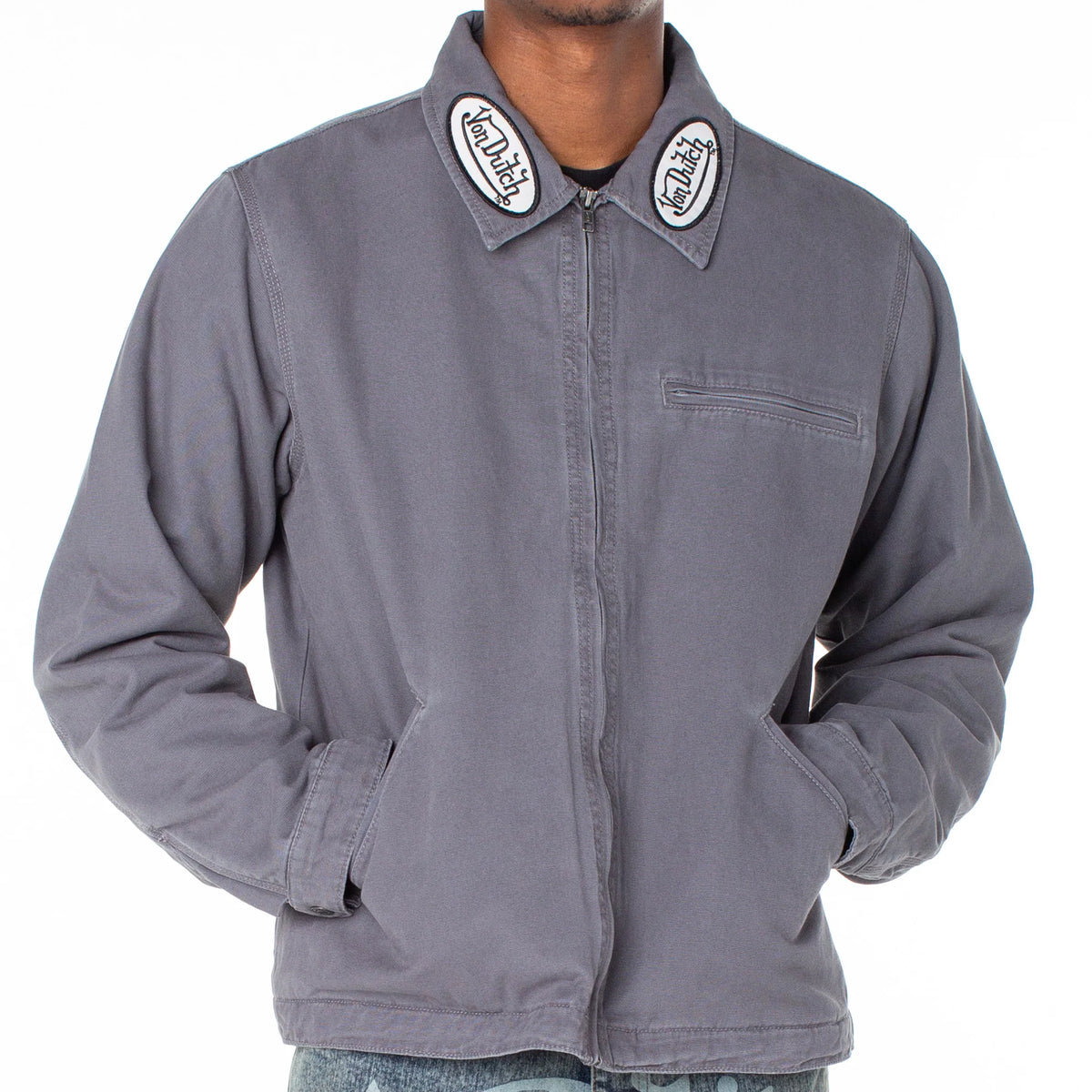 Von Dutch Men's East Patch Collar Quilted Worker Jacket