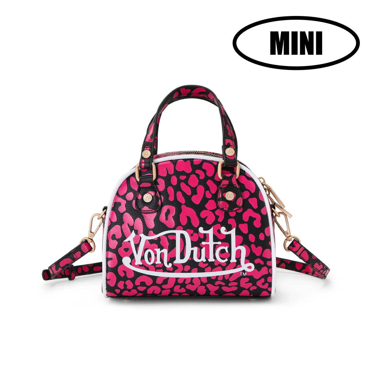 Von Dutch Mini Bowling Bag - Hot Pink Cheetah