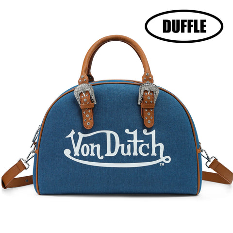 Von Dutch Denim & Brown Duffle Bowling Bag
