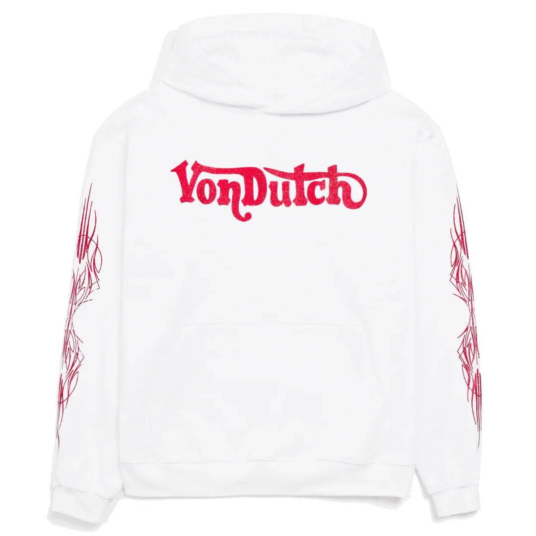 Von Dutch Red Glitter on White Hoodie
