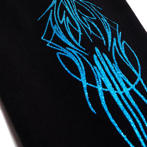 Von Dutch Blue Glitter on Black Hoodie