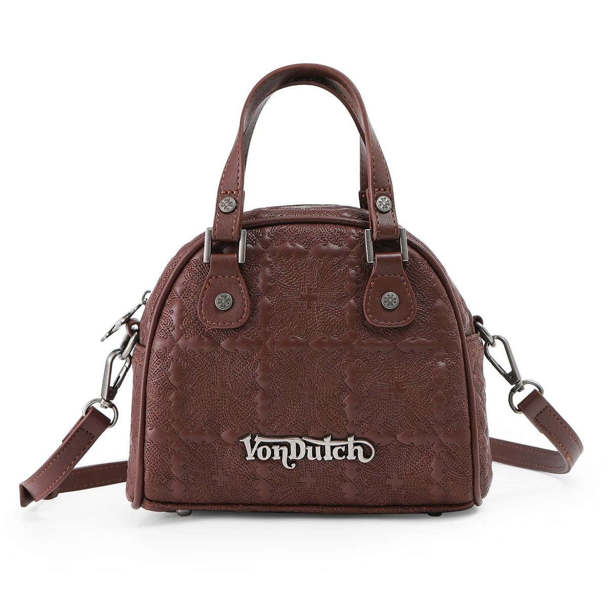 Von Dutch Embroidered Chopper Bowling Bag - Brown