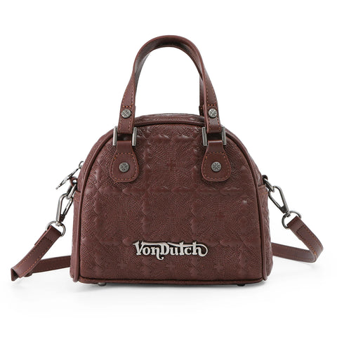 Von Dutch Embroidered Chopper Bowling Bag - Brown