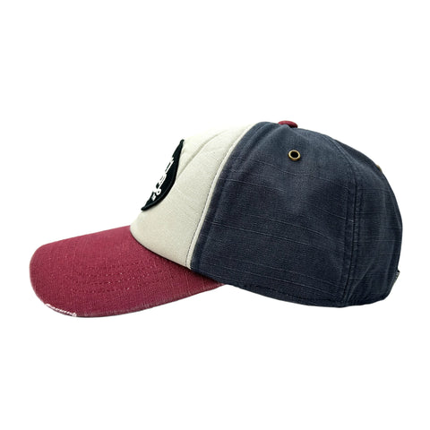 Von Dutch JACKBWR Navy & Red Distressed Strapback Hat