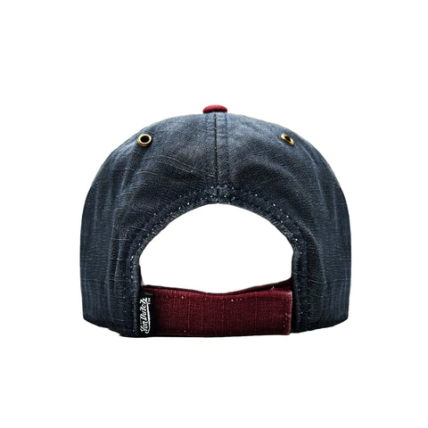 Von Dutch JACKBWR Navy & Red Distressed Strapback Hat