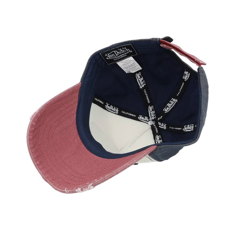 Von Dutch JACKBWR Navy & Red Distressed Strapback Hat