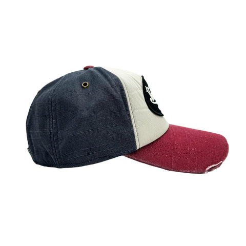 Von Dutch JACKBWR Navy & Red Distressed Strapback Hat