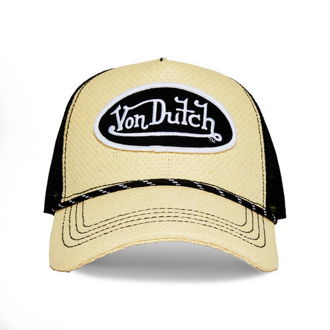 Von Dutch Black Straw Trucker Hat