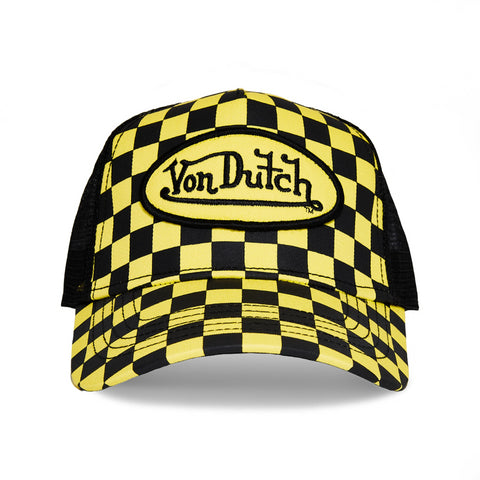 Von Dutch Black/Yellow Checker Trucker Hat