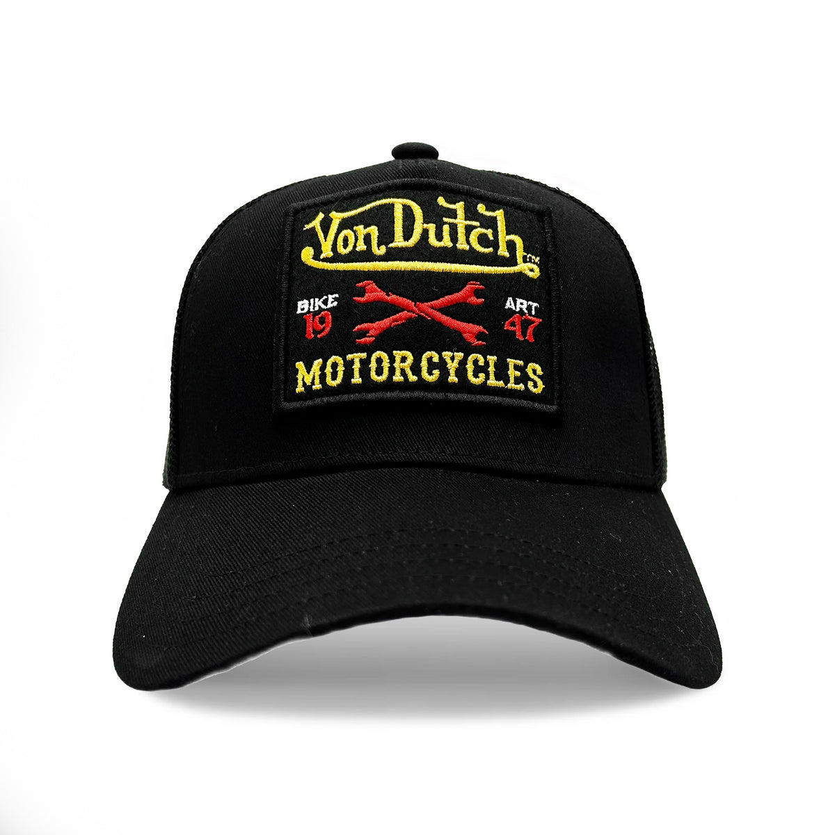 Von Dutch Black & Yellow Motorcyles Patch Trucker Hat
