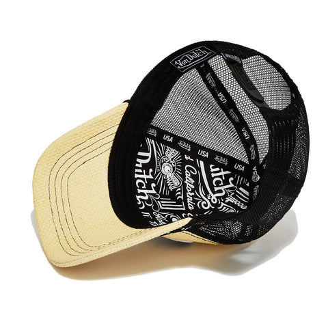 Von Dutch Black Straw Trucker Hat