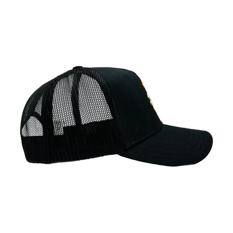 Von Dutch Black & Orange Kustom Classics Logo Trucker Hat