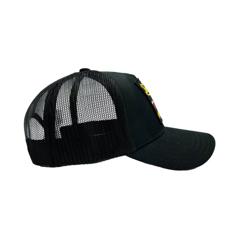 Von Dutch Black & Yellow Motorcyles Patch Trucker Hat