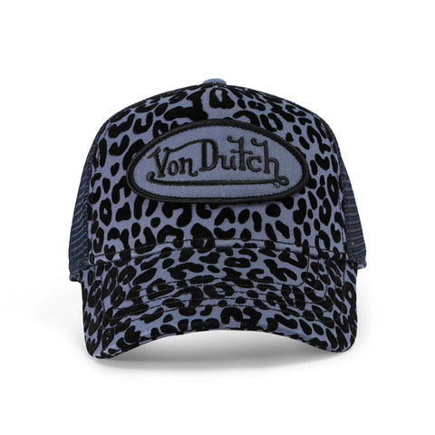 Von Dutch Blueberry Cheetah Velvet Trucker Hat