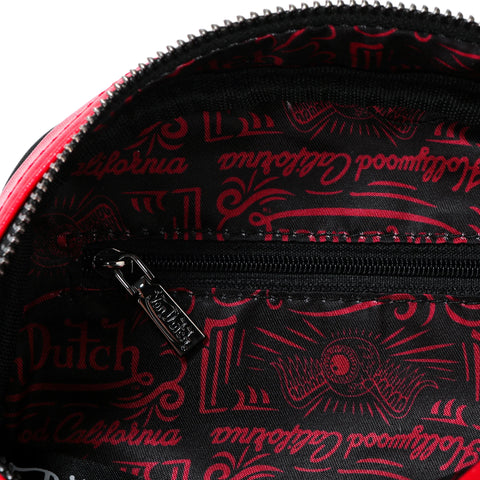 Von Dutch Red Leopard Vegan Pony Hair Bowling Bag